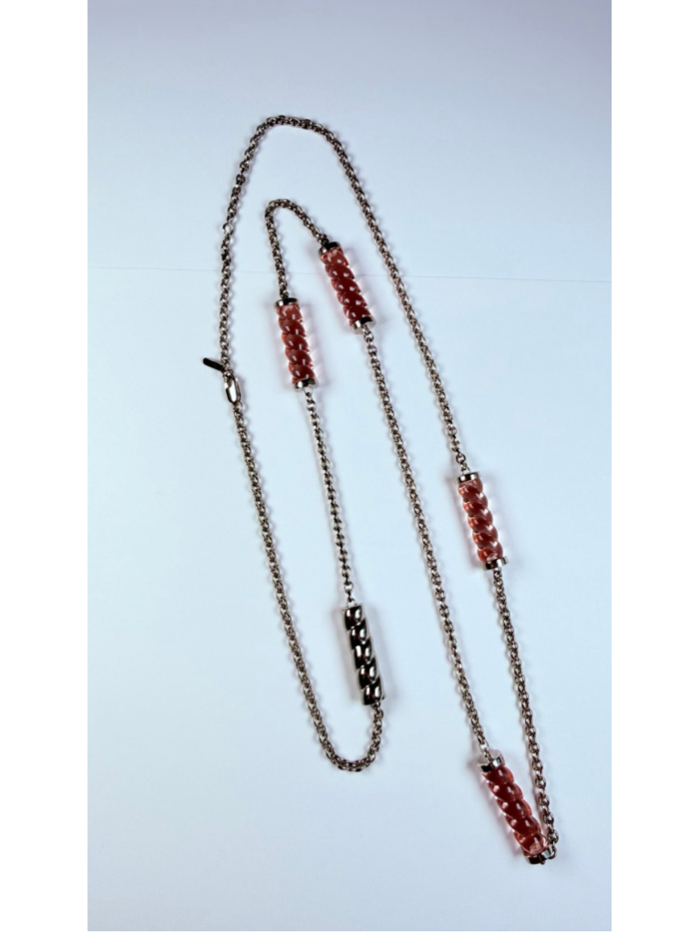 Baccarat Helix Spiral Crystal 925 Sterling Silver 38" Station Necklace $1450